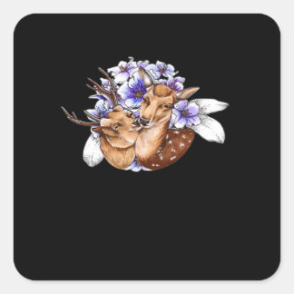 Pegatina Cuadrada Oh Deer Clean Minimal Style 