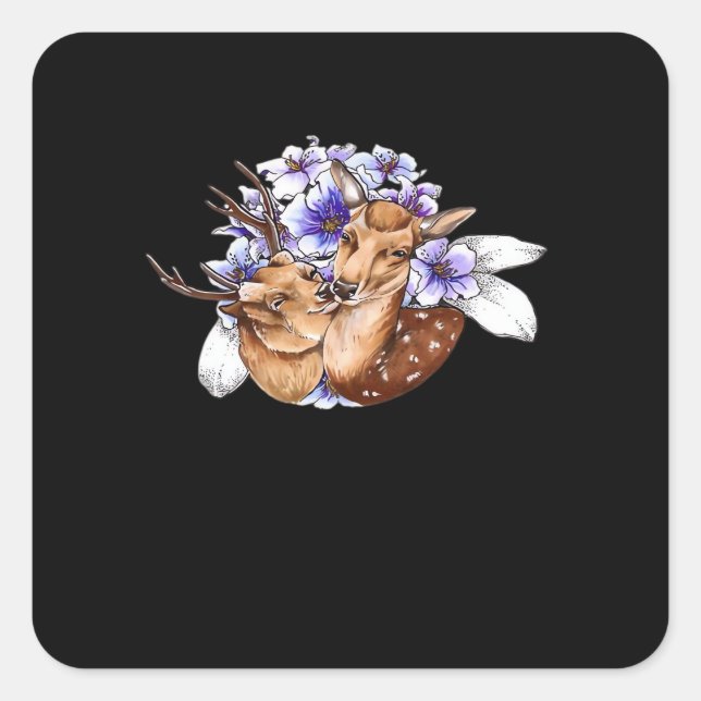 Pegatina Cuadrada Oh Deer Clean Minimal Style  (Anverso)