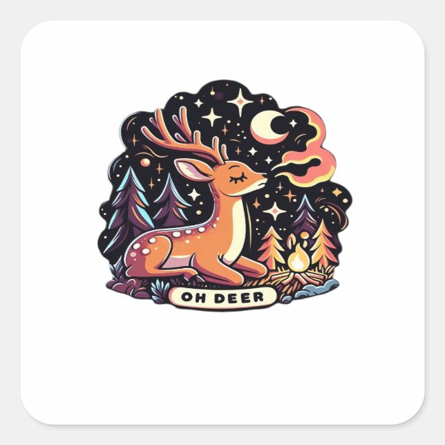 Pegatina Cuadrada Oh Deer Contemporary Graphic Vibe  (Anverso)