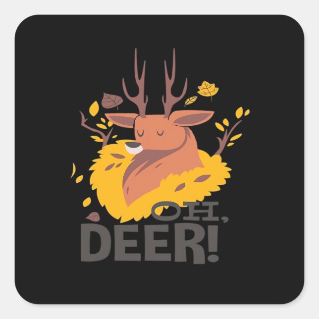 Pegatina Cuadrada Oh Deer Creative Design  (Anverso)