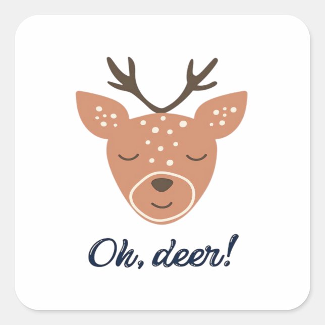Pegatina Cuadrada Oh Deer Deer Love Save The Deer Creative Design (Anverso)