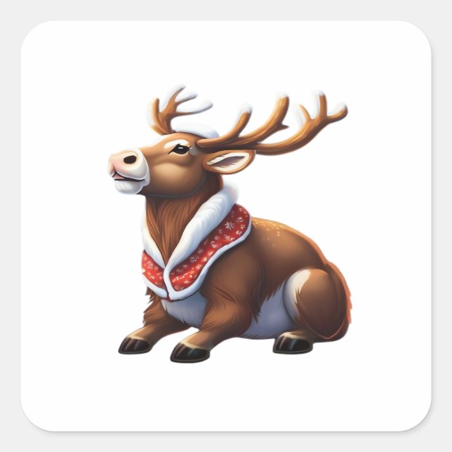 Pegatina Cuadrada Oh Deer Energetic Modern Design  (Anverso)