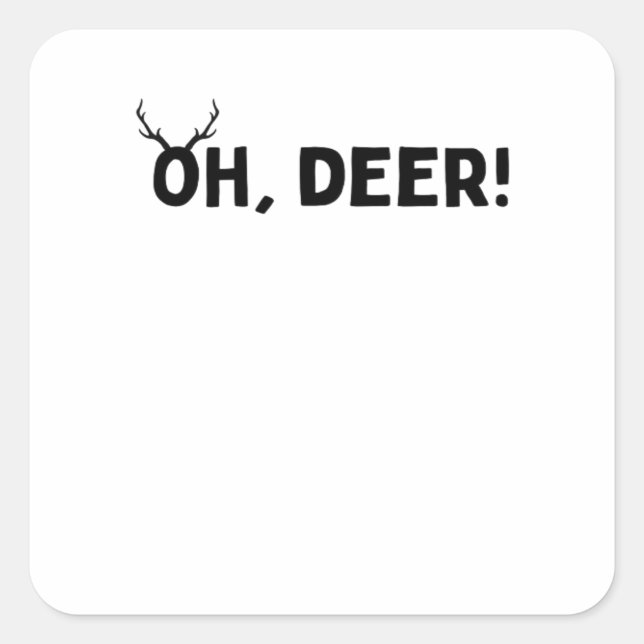 Pegatina Cuadrada Oh Deer Estética Simple (Anverso)