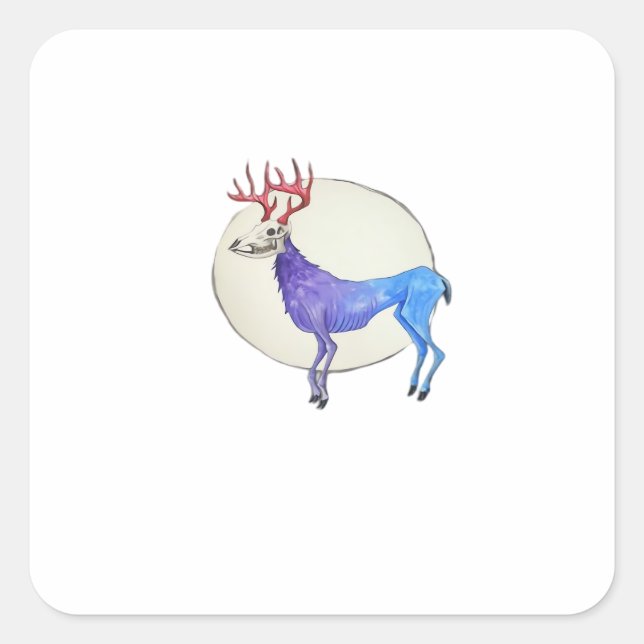 Pegatina Cuadrada Oh Deer estilo gráfico limpio (Anverso)