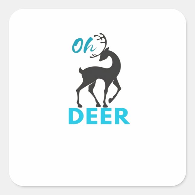 Pegatina Cuadrada Oh Deer Minimalista  (Anverso)