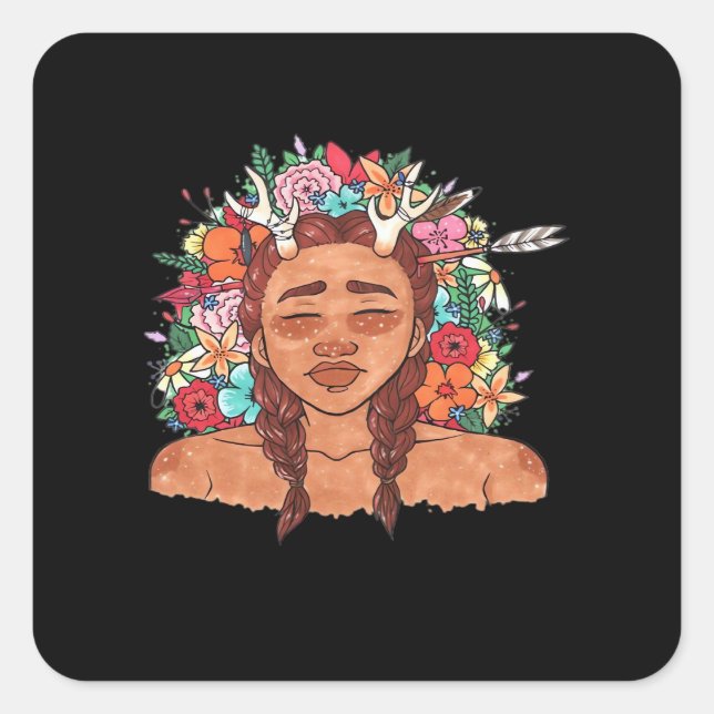 Pegatina Cuadrada Oh Deer Modern Aesthetic  (Anverso)