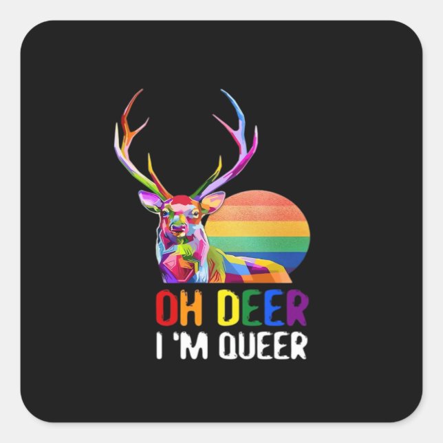 Pegatina Cuadrada Oh Deer Queer Minimal Modern Style  (Anverso)