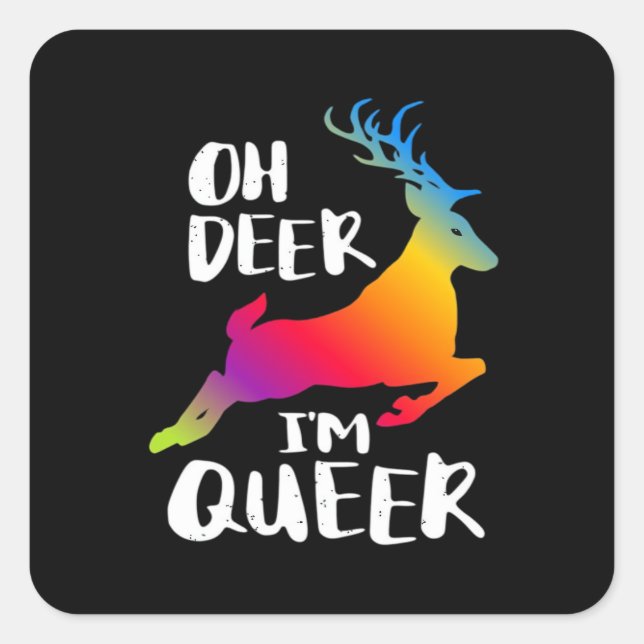 Pegatina Cuadrada Oh Deer Queer Pride Minimal Artistic Style (Anverso)