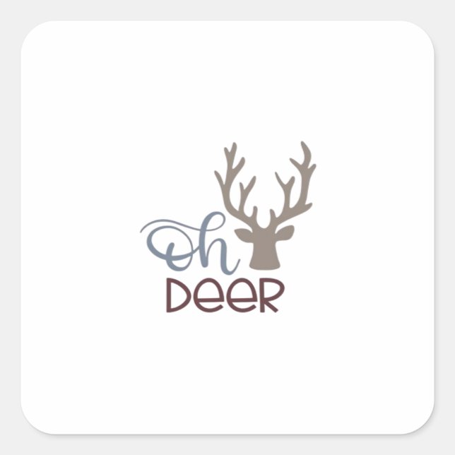 Pegatina Cuadrada Oh Deer Retro Classic Design (Anverso)
