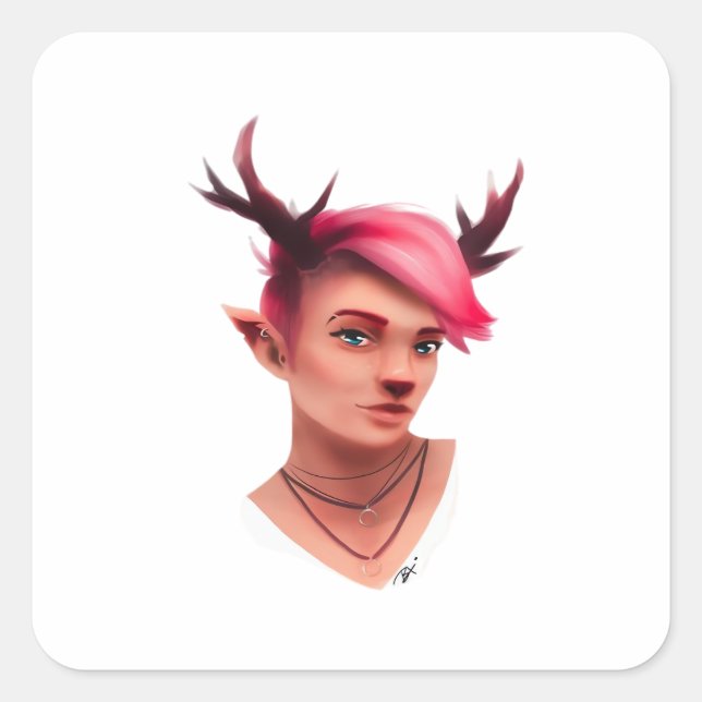 Pegatina Cuadrada Oh Deer Simple Creative Style  (Anverso)