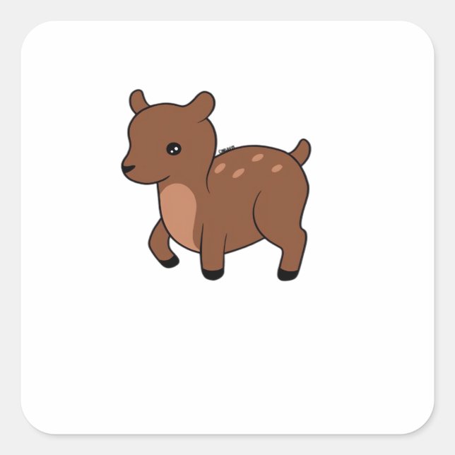 Pegatina Cuadrada Oh Deer Soft Minimal Design  (Anverso)