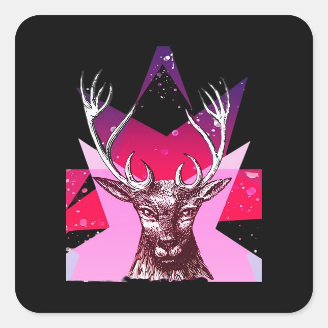 Pegatina Cuadrada Oh Deer Whimsical Creative Design  (Anverso)