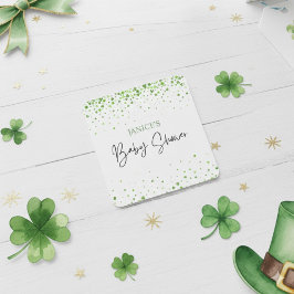 Pegatina Cuadrada Oh Girl St. Patrick's Day Baby Shower Green