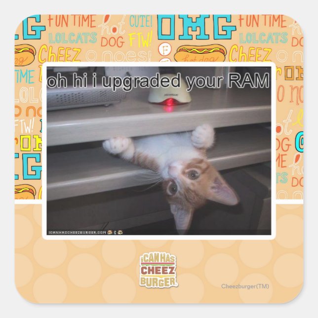 Pegatina Cuadrada oh hi he actualizado tu RAM (Anverso)