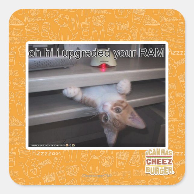 Pegatina Cuadrada oh hi he actualizado tu RAM (Anverso)