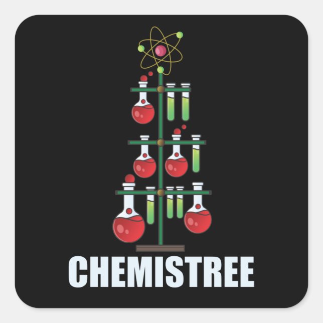 Pegatina Cuadrada Oh Navidades de Química Profesor de Química (Anverso)