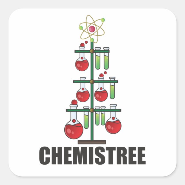 Pegatina Cuadrada Oh Navidades de Química Profesor de Química (Anverso)