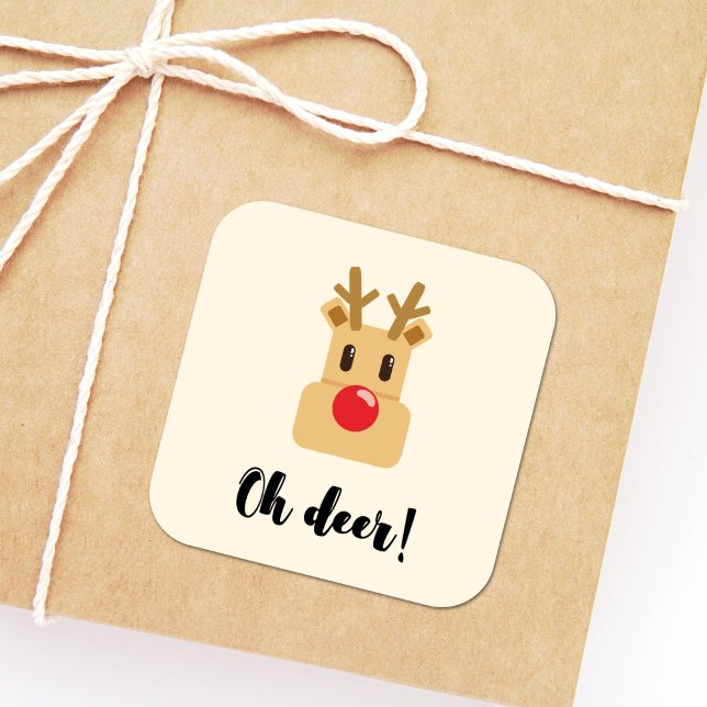 Pegatina Cuadrada Oh Navidades Deer (Subido por el creador)