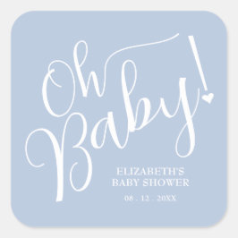 Pegatina Cuadrada ¡Oh, nena! Boy Baby Shower Blue
