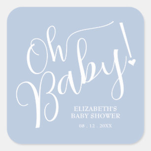 Pegatina Cuadrada ¡Oh, nena! Boy Baby Shower Blue