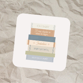 Pegatina Cuadrada Oh Nueva pila de libros de historietas de capítulo