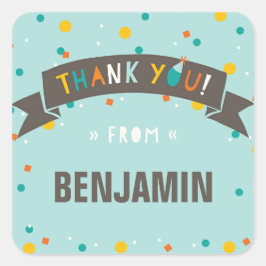 Pegatina Cuadrada Oh Qué Divertido Confetti Cumpleaños Gracias Pegat