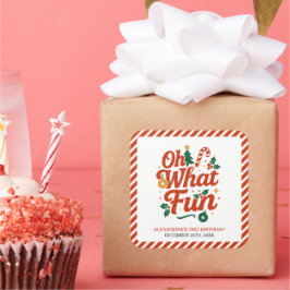 Pegatina Cuadrada Oh Qué Navidades Retro Divertidos Cumpleaños