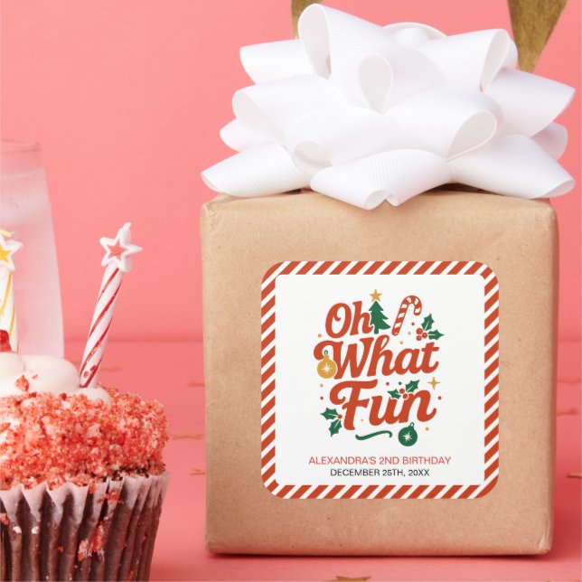 Pegatina Cuadrada Oh Qué Navidades Retro Divertidos Cumpleaños (Fiesta)