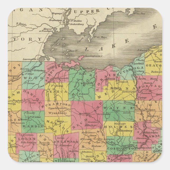 Pegatina Cuadrada Ohio 5 (Anverso)