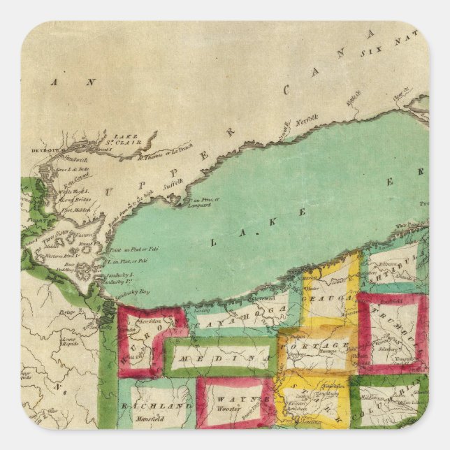 Pegatina Cuadrada Ohio Atlas (Anverso)