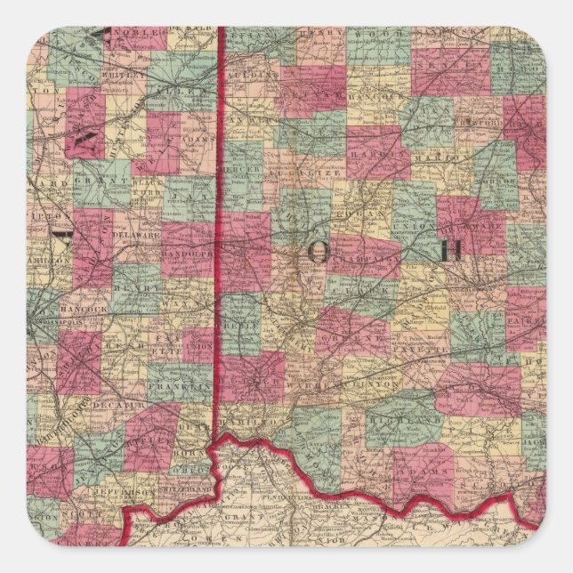 Pegatina Cuadrada Ohio e Indiana 3 (Anverso)