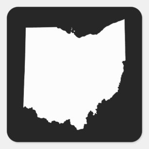 Pegatina Cuadrada Ohio en blanco y negro