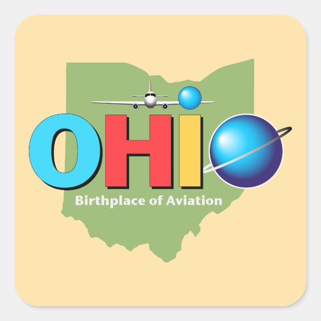 Pegatina Cuadrada Ohio Estados Unidos de América (Anverso)