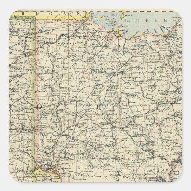 Pegatina Cuadrada Ohio, Indiana, Kentucky, Virginia Occidental (Anverso)