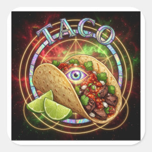 Pegatina Cuadrada Ojo Cósmico de Vidrio Emplomado TACO