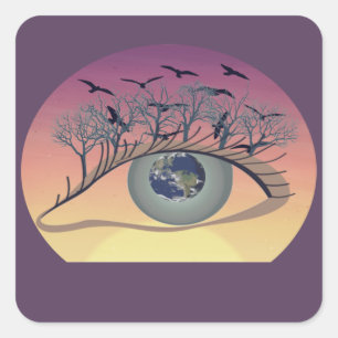 Pegatina Cuadrada Ojo en el mundo - Naturaleza y arte de la Tierra