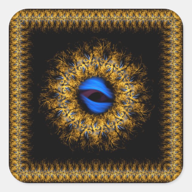 Pegatina Cuadrada Ojo real de Fractal mandala (Anverso)