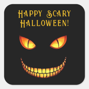 Pegatina Cuadrada Ojos atemorizantes y locura sonreír Halloween