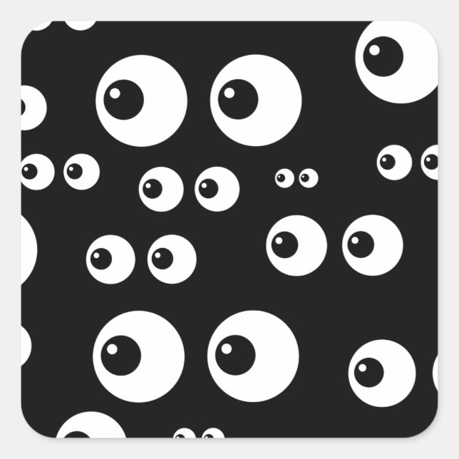 Pegatina Cuadrada ojos blancos negros (Anverso)