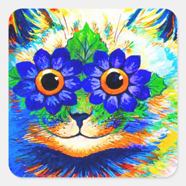 Pegatina Cuadrada Ojos de flor de gato (Anverso)
