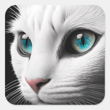 Ojos de joyas de gato blanco albino