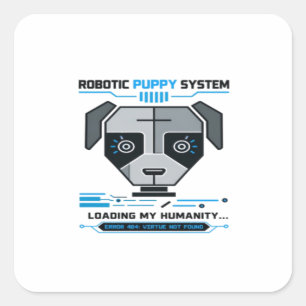 Pegatina Cuadrada Ojos de Robot Cyborg Futurista Ciencia Ficción Cib