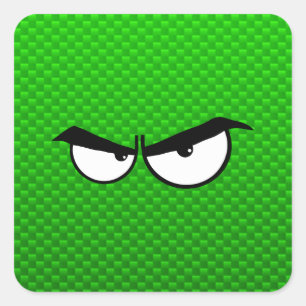 Pegatina Cuadrada Ojos enojados; Verde