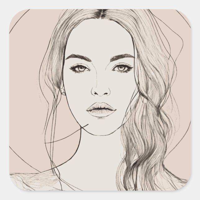 Pegatina Cuadrada ¡Ojos Mesmerizadores, Hermosos Labios! (Anverso)