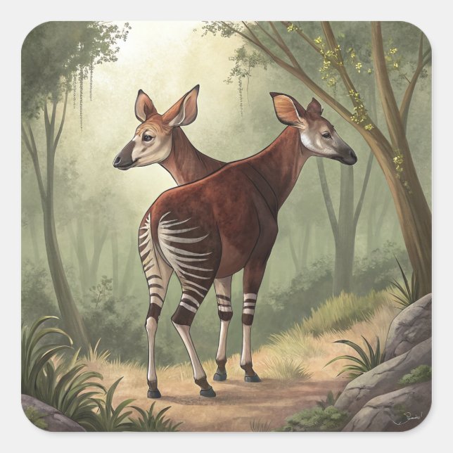 Pegatina Cuadrada Okapi (Anverso)