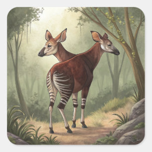 Pegatina Cuadrada Okapi