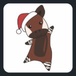 Pegatina Cuadrada Okapi Christmas Snow Winter Animals Okapis<br><div class="desc">The okapi for Christmas with fairy lights. Funny animals with gifts and snow for the holidays. Also funny for Christmas in July. Okapis are cute animals and perfect for Christmas.</div>
