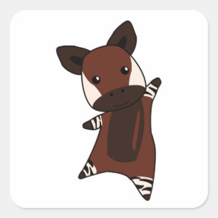 Pegatina Cuadrada Okapi Cute Forest Giraffe Zebra Giraffes Animal