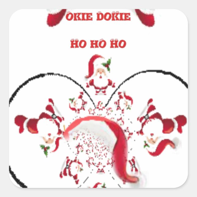 Pegatina Cuadrada ¡Oki Dokie Santa! (Anverso)