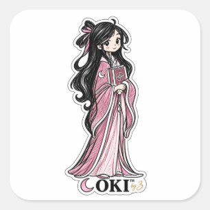 Pegatina Cuadrada OKI™ Moon Girl Personaje Original Sticker
